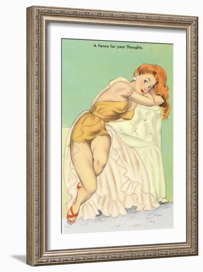 Penny for Your Thoughts, Redhead in Lingerie-null-Framed Art Print