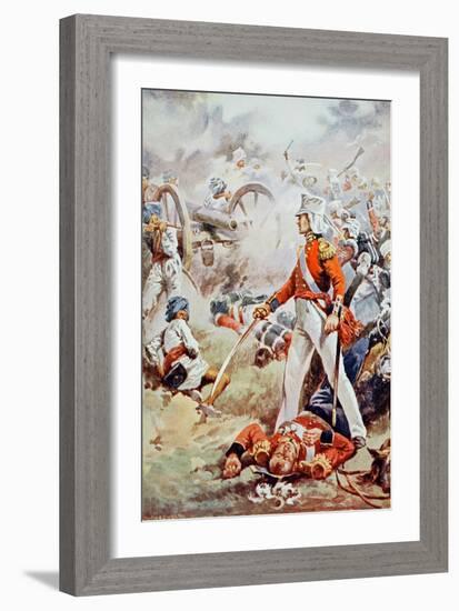 Pennycuick Was Killed: His Gallant Son, a Mere Lad, Sprang Forward and Bestrode His Father's Body-Walter Paget-Framed Giclee Print