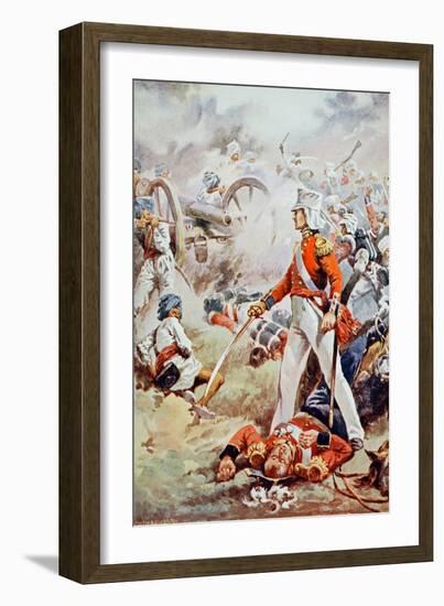 Pennycuick Was Killed: His Gallant Son, a Mere Lad, Sprang Forward and Bestrode His Father's Body-Walter Paget-Framed Giclee Print