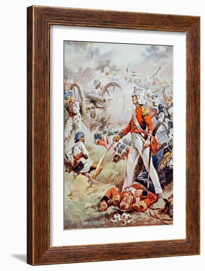 Pennycuick Was Killed: His Gallant Son, a Mere Lad, Sprang Forward and Bestrode His Father's Body-Walter Paget-Framed Giclee Print