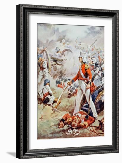 Pennycuick Was Killed: His Gallant Son, a Mere Lad, Sprang Forward and Bestrode His Father's Body-Walter Paget-Framed Giclee Print