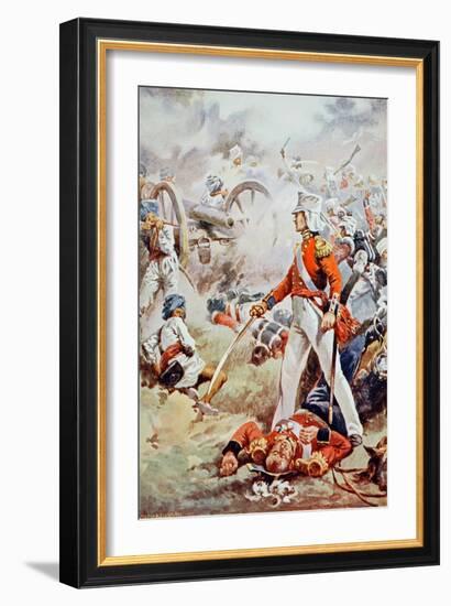 Pennycuick Was Killed: His Gallant Son, a Mere Lad, Sprang Forward and Bestrode His Father's Body-Walter Paget-Framed Giclee Print