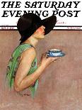 "Girl and Water Lilies," Saturday Evening Post Cover, September 7, 1935-Penrhyn Stanlaws-Giclee Print