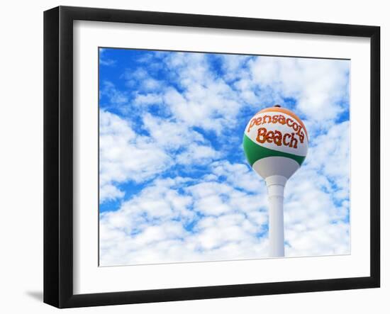 Pensacola Beach Florida Iconic Beach Ball Water Tower with Blue Skies-Cory Woodruff-Framed Photographic Print