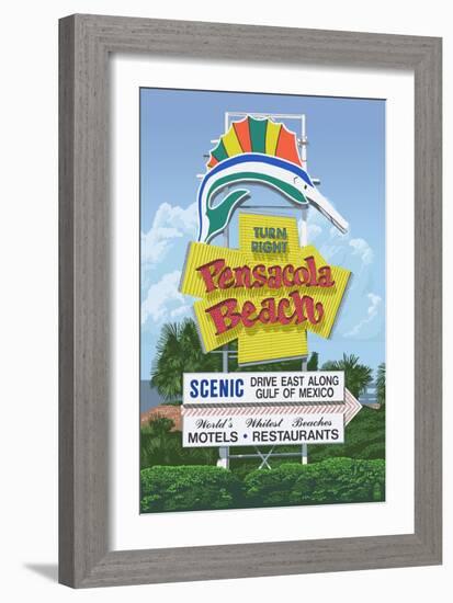 Pensacola Beach, Florida-Lantern Press-Framed Art Print