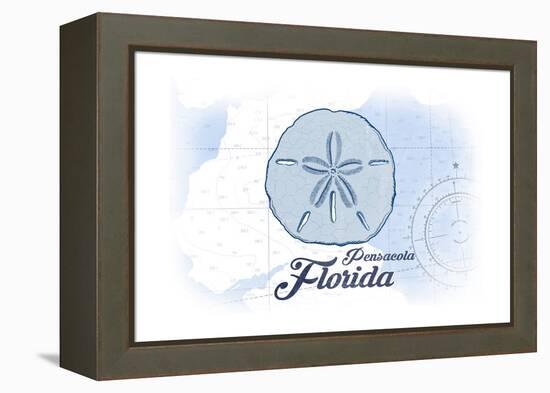 Pensacola, Florida - Sand Dollar - Blue - Coastal Icon-Lantern Press-Framed Stretched Canvas