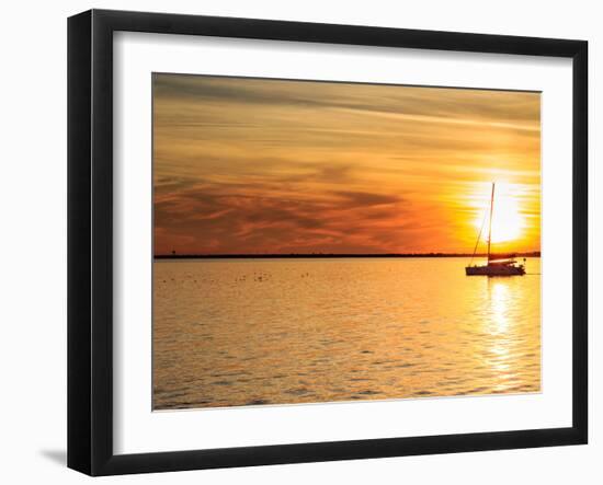 Pensacola Florida Sunset with Sailboat in Background-Steven D Sepulveda-Framed Photographic Print