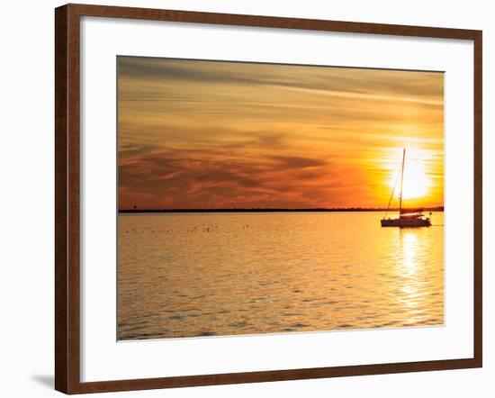 Pensacola Florida Sunset with Sailboat in Background-Steven D Sepulveda-Framed Photographic Print