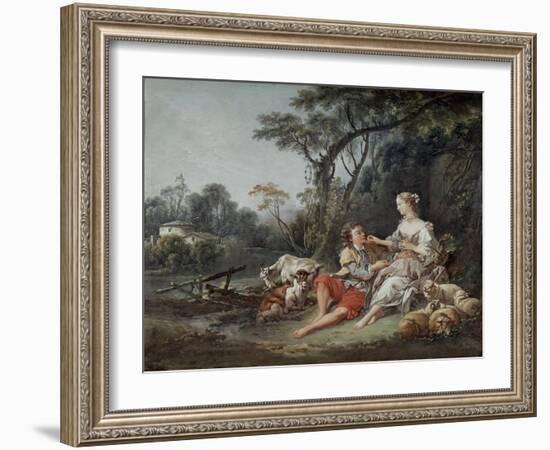 "Pense-t-il aux raisins?", 1747-Francois Boucher-Framed Giclee Print