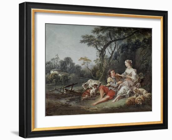 "Pense-t-il aux raisins?", 1747-Francois Boucher-Framed Giclee Print