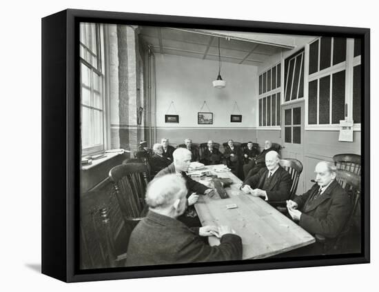 Pensioners Playing Cards in the Mens Day Room, Lambeth Home for Aged Poor, London, 1935-null-Framed Premier Image Canvas