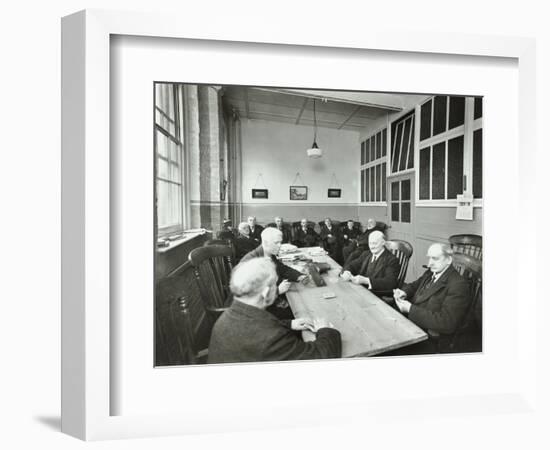 Pensioners Playing Cards in the Mens Day Room, Lambeth Home for Aged Poor, London, 1935-null-Framed Photographic Print