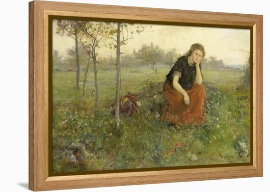 Pensive Girl in Meadow-John Macallan Swan-Framed Stretched Canvas