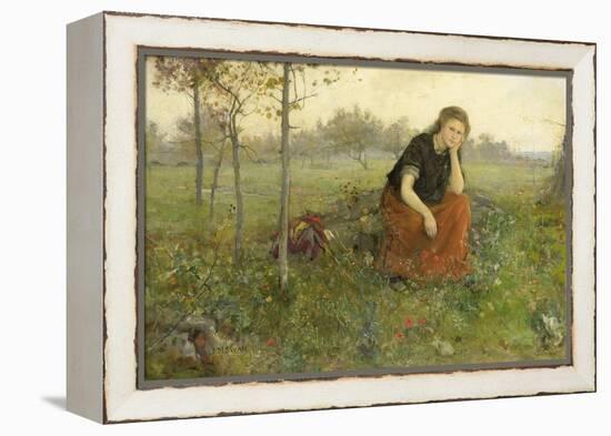 Pensive Girl in Meadow-John Macallan Swan-Framed Stretched Canvas