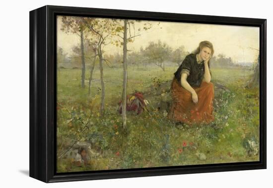 Pensive Girl in Meadow-John Macallan Swan-Framed Stretched Canvas