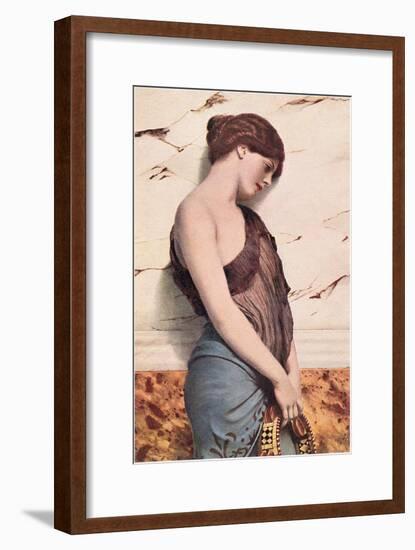 Pensive Gypsy Woman with Tambourine-null-Framed Art Print