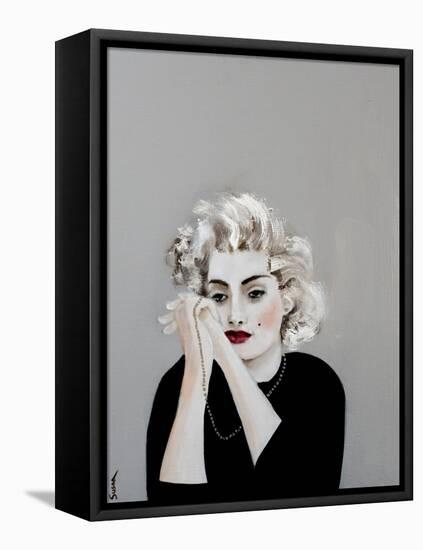 Pensive Marilyn with Pearls, 2017-Susan Adams-Framed Premier Image Canvas