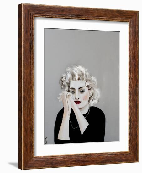 Pensive Marilyn with Pearls, 2017-Susan Adams-Framed Giclee Print