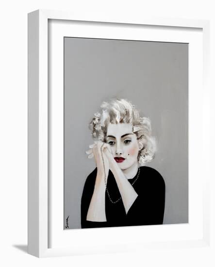 Pensive Marilyn with Pearls, 2017-Susan Adams-Framed Giclee Print