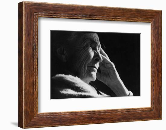 Pensive Portrait of Artist Georgia O'Keeffe-John Loengard-Framed Photographic Print