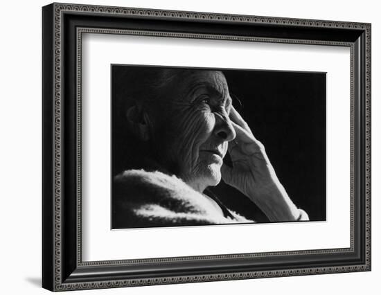 Pensive Portrait of Artist Georgia O'Keeffe-John Loengard-Framed Photographic Print