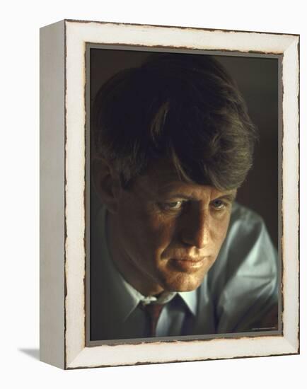 Pensive Portrait of Presidential Contender Bobby Kennedy During Campaign-Bill Eppridge-Framed Premier Image Canvas