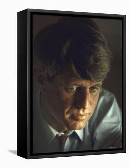 Pensive Portrait of Presidential Contender Bobby Kennedy During Campaign-Bill Eppridge-Framed Premier Image Canvas