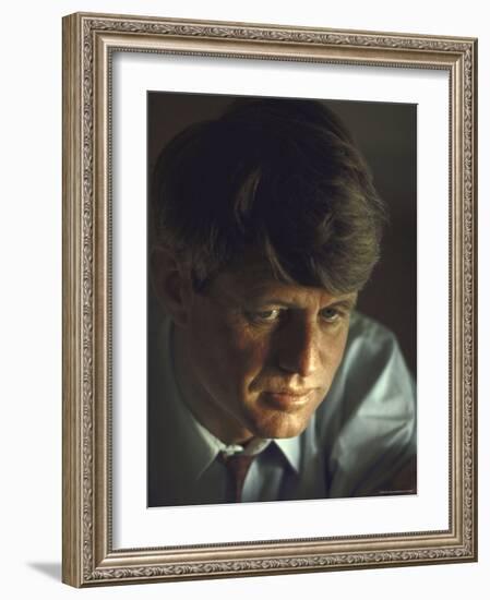 Pensive Portrait of Presidential Contender Bobby Kennedy During Campaign-Bill Eppridge-Framed Photographic Print