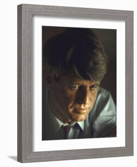 Pensive Portrait of Presidential Contender Bobby Kennedy During Campaign-Bill Eppridge-Framed Photographic Print