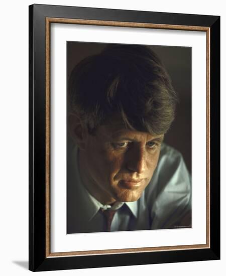 Pensive Portrait of Presidential Contender Bobby Kennedy During Campaign-Bill Eppridge-Framed Photographic Print