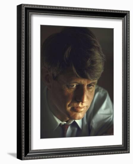 Pensive Portrait of Presidential Contender Bobby Kennedy During Campaign-Bill Eppridge-Framed Photographic Print