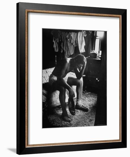 Pensive Portrait of Young African American Alone in His Room from Youth Essay-Gordon Parks-Framed Premium Photographic Print