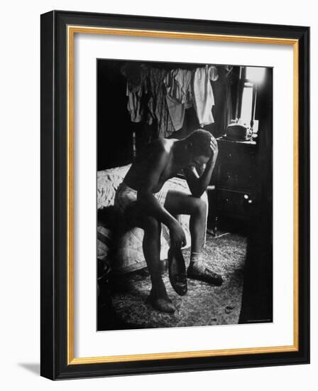 Pensive Portrait of Young African American Alone in His Room from Youth Essay-Gordon Parks-Framed Photographic Print