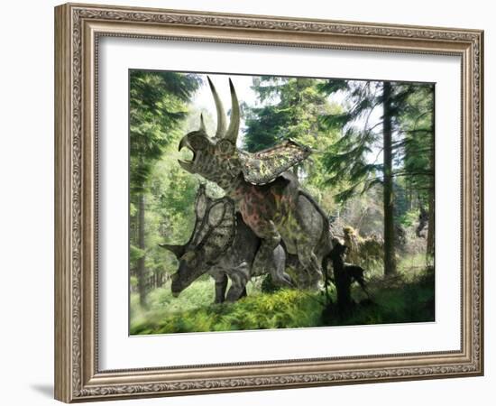 Pentaceratops Dinosaurs Mating-Jose Antonio-Framed Photographic Print