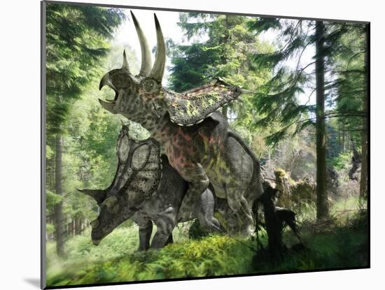 Pentaceratops Dinosaurs Mating-Jose Antonio-Mounted Photographic Print