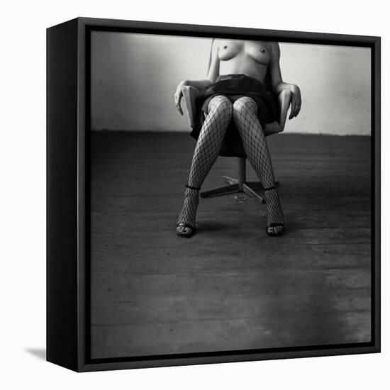 Pentacon Six Camera Shot of Topless Woman in Fishnet Stockings-Rafal Bednarz-Framed Premier Image Canvas