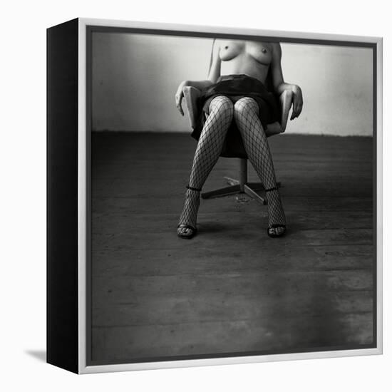 Pentacon Six Camera Shot of Topless Woman in Fishnet Stockings-Rafal Bednarz-Framed Premier Image Canvas