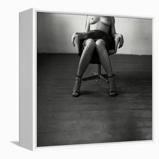 Pentacon Six Camera Shot of Topless Woman in Fishnet Stockings-Rafal Bednarz-Framed Premier Image Canvas