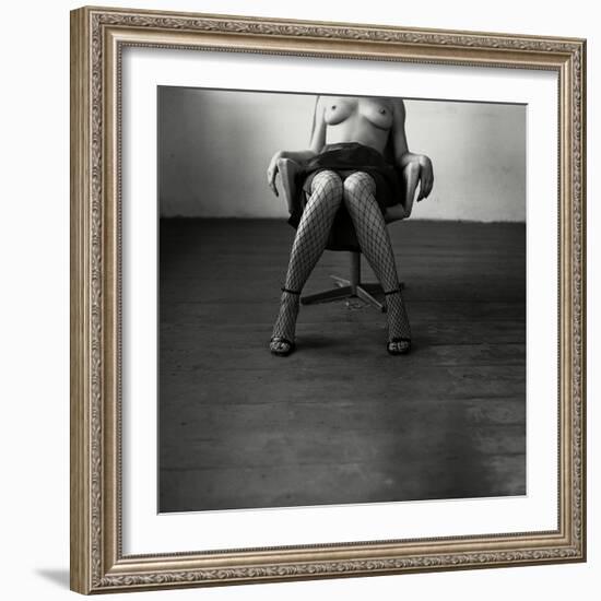 Pentacon Six Camera Shot of Topless Woman in Fishnet Stockings-Rafal Bednarz-Framed Photographic Print