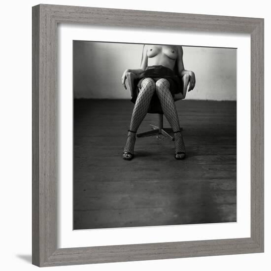 Pentacon Six Camera Shot of Topless Woman in Fishnet Stockings-Rafal Bednarz-Framed Photographic Print