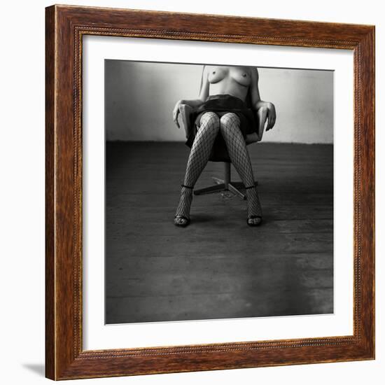 Pentacon Six Camera Shot of Topless Woman in Fishnet Stockings-Rafal Bednarz-Framed Photographic Print