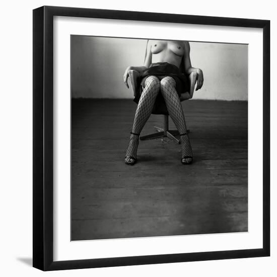 Pentacon Six Camera Shot of Topless Woman in Fishnet Stockings-Rafal Bednarz-Framed Photographic Print