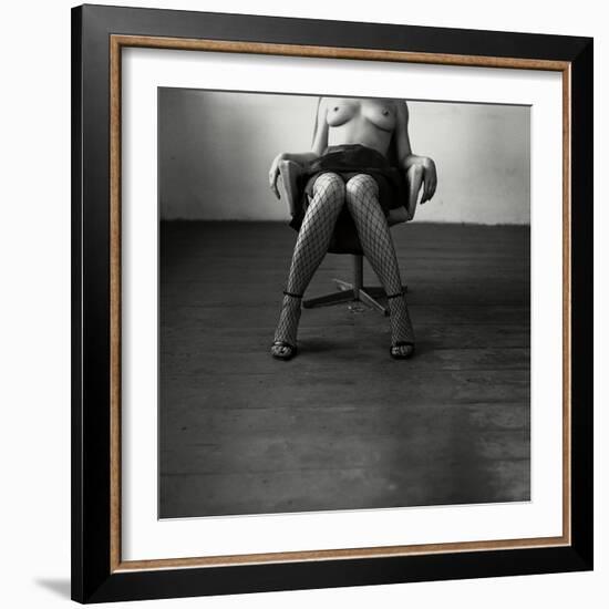 Pentacon Six Camera Shot of Topless Woman in Fishnet Stockings-Rafal Bednarz-Framed Photographic Print