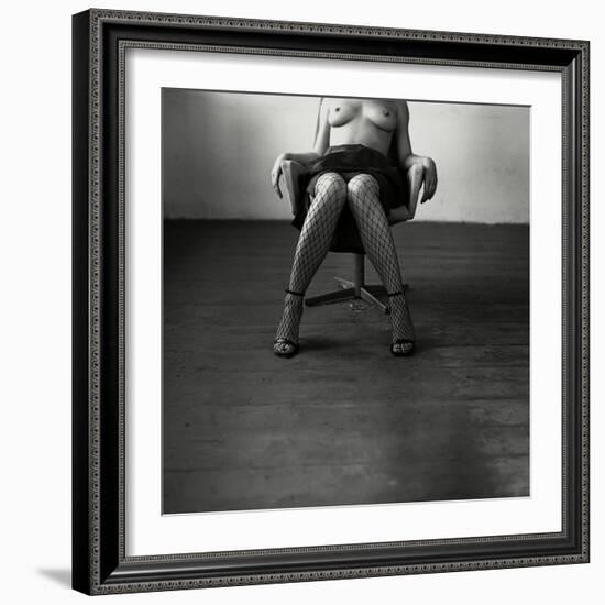 Pentacon Six Camera Shot of Topless Woman in Fishnet Stockings-Rafal Bednarz-Framed Photographic Print