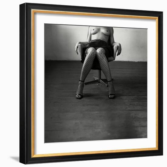 Pentacon Six Camera Shot of Topless Woman in Fishnet Stockings-Rafal Bednarz-Framed Photographic Print