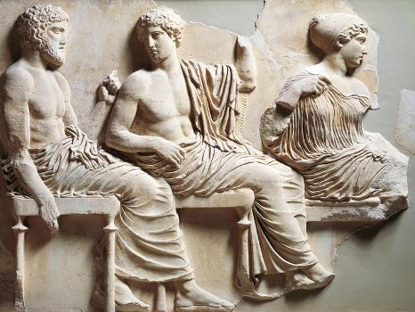 Pentelic Marble Frieze of Parthenon, Relief Depicting Seated Poseidon,  Apollo and Artemis' Giclee Print | Art.com