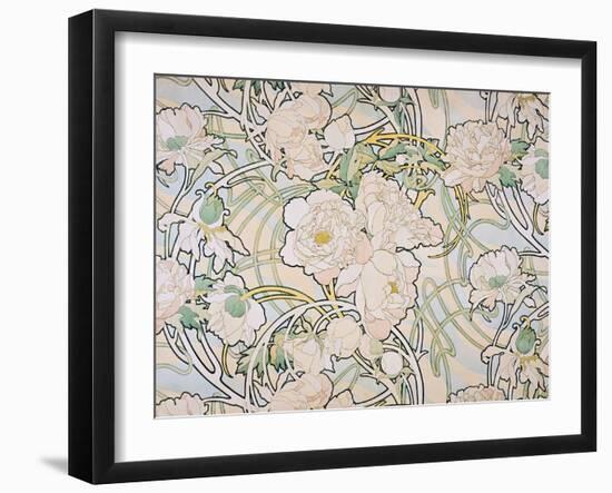 Peonies, 1897-Alphonse Mucha-Framed Premium Giclee Print