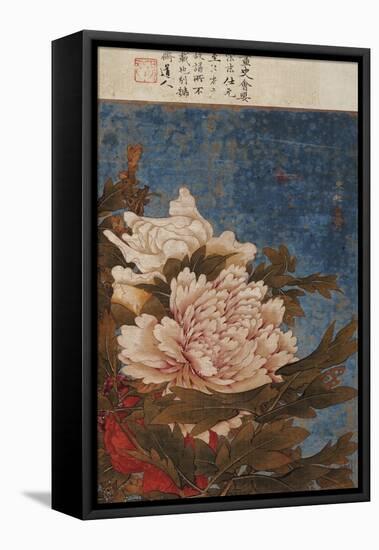 Peonies, Active Mid-14th Century-Shi Gang-Framed Premier Image Canvas