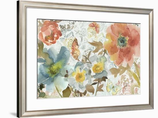 Peonies And Butterfly-Marietta Cohen Art and Design-Framed Giclee Print
