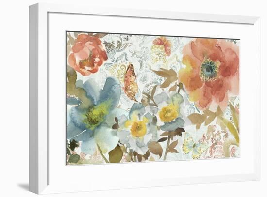 Peonies And Butterfly-Marietta Cohen Art and Design-Framed Giclee Print